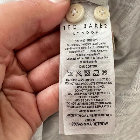 Ted Baker Shirt Mens 5 XL Button Down Geometric Retro Print Cotton Casual Dress - Picture 9 of 12